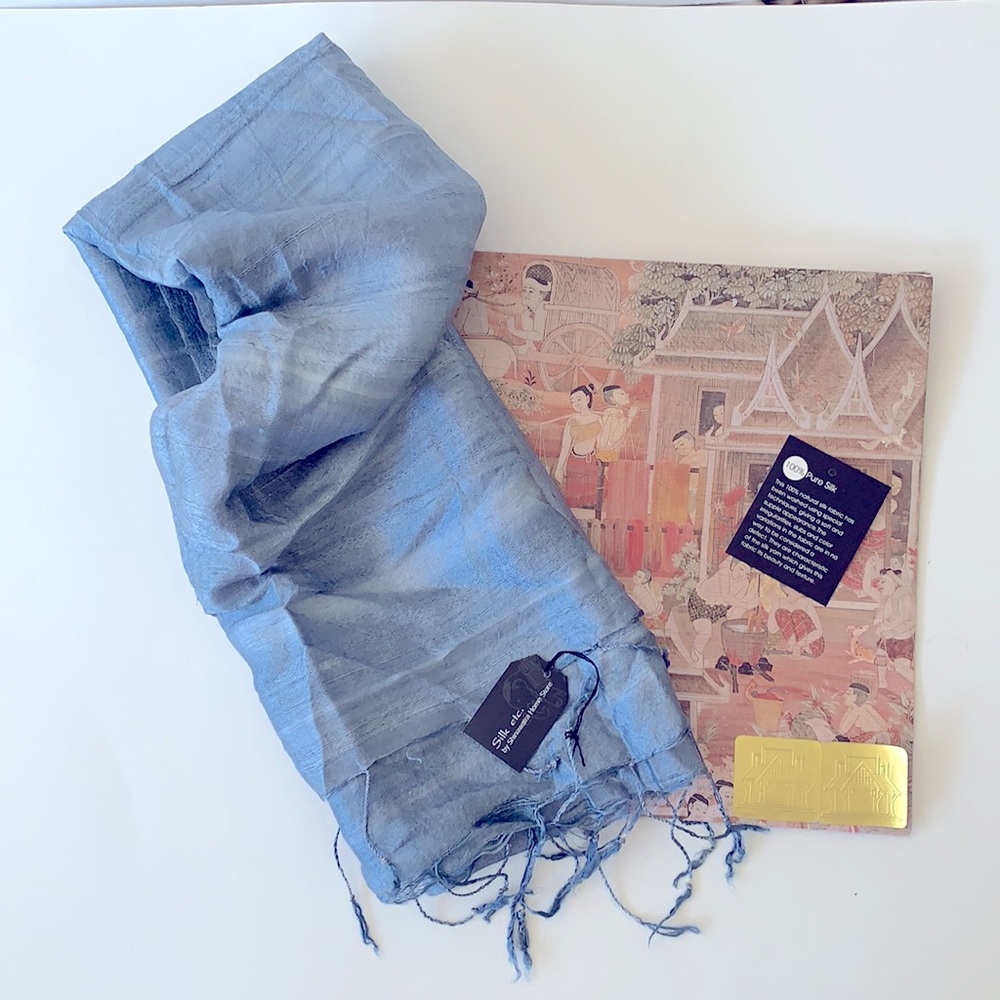 Shinawatra Thai Silk Scarf Light Blue